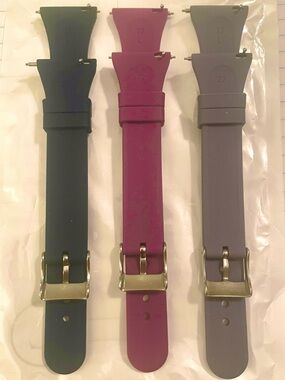Set of Three Silicone Watch Straps - Teal, Plum, Taupe (New)